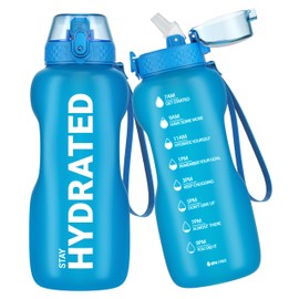 Gohippos Water Bottle, 2 L, Large Sports Water Bottle with Straw and Time Markings, Hydration Reminders, Tritan, Leak-Proof, for Gym, School, Office, 1 Bottle