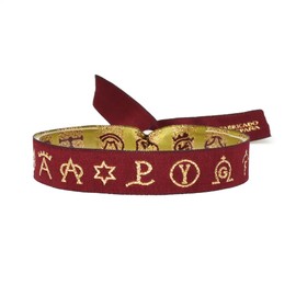 BDM - Pulsera de tela taurina rosa con símbolos representativos en amarillo. Cierre de bola ajustable para hombres y mujeres.