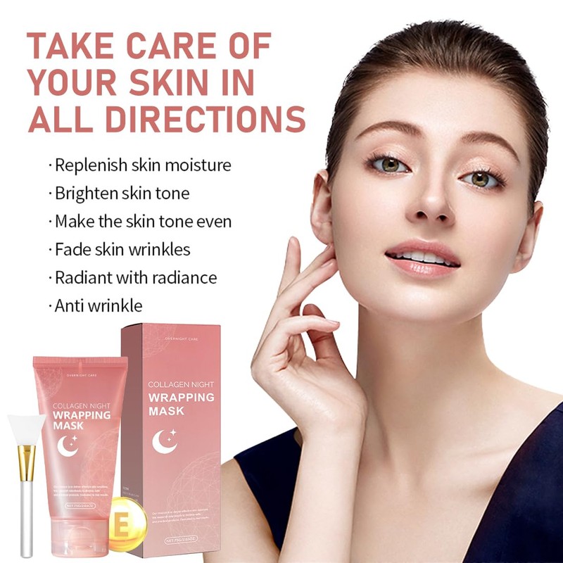 Collagen Night Wrapping Mask, Collagen Mask Face Overnight, Overnight Wrapping