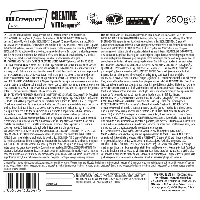 MY PROTEIN Creapure Creatine Monohydrate Creatine, 250 g