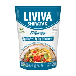 LIVIVA Organic Shirataki Pasta with Oat Fiber - Fettuccine, Low-Calorie Pasta, Non-GMO, Gluten Free Pasta, Keto-Certified - Pack of 6