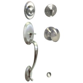 eBuilderDirect Satin Nickel Lock Door Oval Egg Shaped Style Knob Handle Entry/Privacy/Passage/Dummy/Deadbolt/Handleset 6093DC (Front Door Handle Set Keyed Alike)