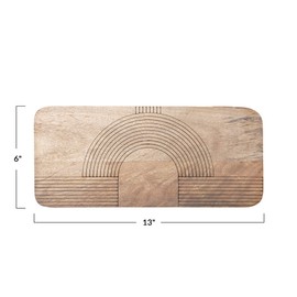 Bloomingville Mango Wood Cheese Board or Cutting Board with Engraved Rainbow