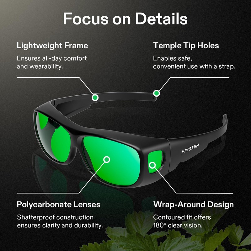VIVOSUN Indoor Hydroponics LED Grow Room Glasses with Glasses Case