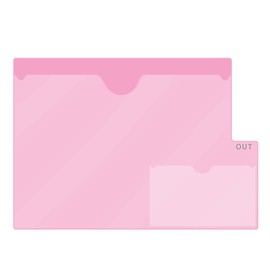 Doctor Stuff - Bottom Tab Vinyl Outguides, Full Front Pocket, Bottom Charge Out Slip Pocket, Plastic File Folder, Letter Size 9-1/2" x 12-3/4", Pink, 50/Box