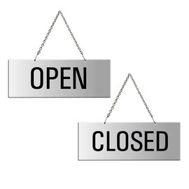 Open Closed Sign anodized aluminum 175 x 65 mm 31201-E