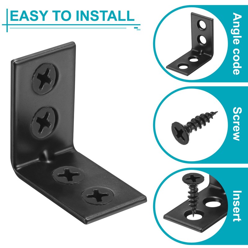 sourcing map 50 Set l Corner Bracket Corner Brace Metal