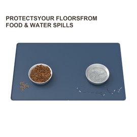 Dog Mat for Food and Water，Cat Dog Bowl mat，Pet Placemat，Feeding Mat,Anti-Slip,Silicone,19" x 12",Placemat w/Raised Edge，Spill-Proof Floor Protection