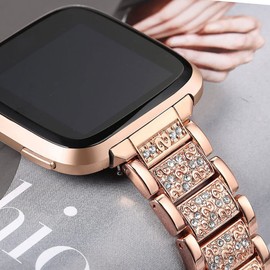 Compatible with TRAUSI Smart Watches Bands, Women Jewelry Bling Diamond Metal Dressy Strap Adjustable Replacement Strap Accessories Sports Band for Men Women Compatible with TRAUSI TG08 1.83" HD Smart Watches (Rose Gold, 22mm size band)