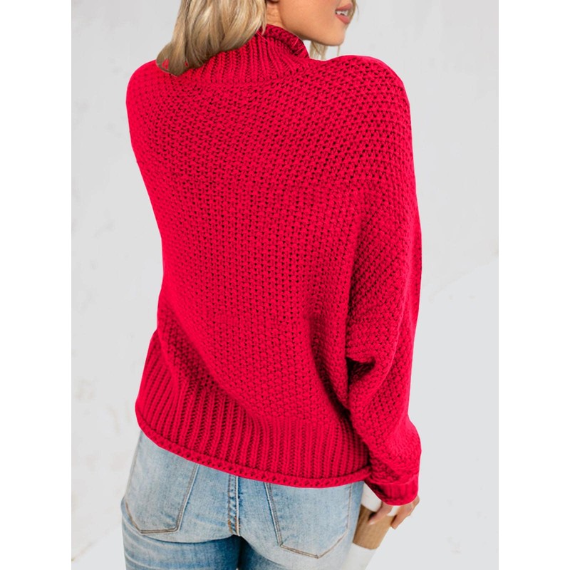 Saodimallsu Womens Heart Sweater Oversized Turtleneck Sweaters Batwing Long Sleeve