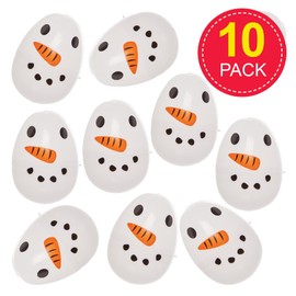Baker Ross FX626 Snowman Plastic Eggs - Pack of 10 Christmas Party Bag Fillers for Kids