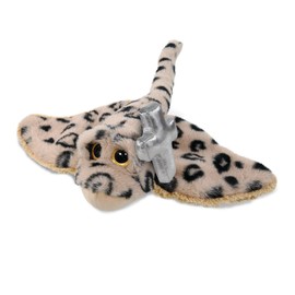 DolliBu Golden Stingray Stuffed Animal with Silver Cross and Personalization - Religious Stingray Plush Baptism Gifts, Dedication Christening Gifts Plush Prayer Toy Healing Teddy Bear - 15 Inches