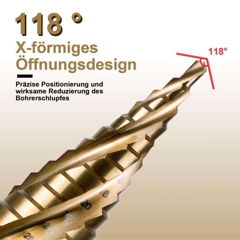 SALI HSS Step Drill [Φ4-12 mm, 9 Steps] Four Spiral