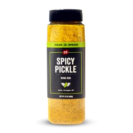 PS Seasoning Spicy Dill Pickle Wing Rub - Hot Chicken Seasoning - Hot Wing Seasoning with Vinegar, Red Pepper, Dill - Chicken Wing Dust for Poultry, Fries, Dips and more, 24oz