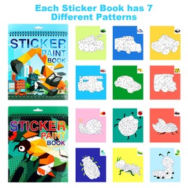 Crafts for Kids Ages 4-8 Sticker Paint Books, Insects and Vehicles Sticker Book, Stickers for Kids Girls Boys Birthday Party Favor Gift, Road Plane Travel Toy Activity Books Games (Insects-Vehicles)