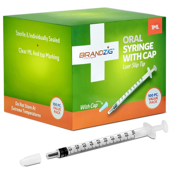 1ml Syringe with Cap (100 Pack) | Oral Dispenser Without