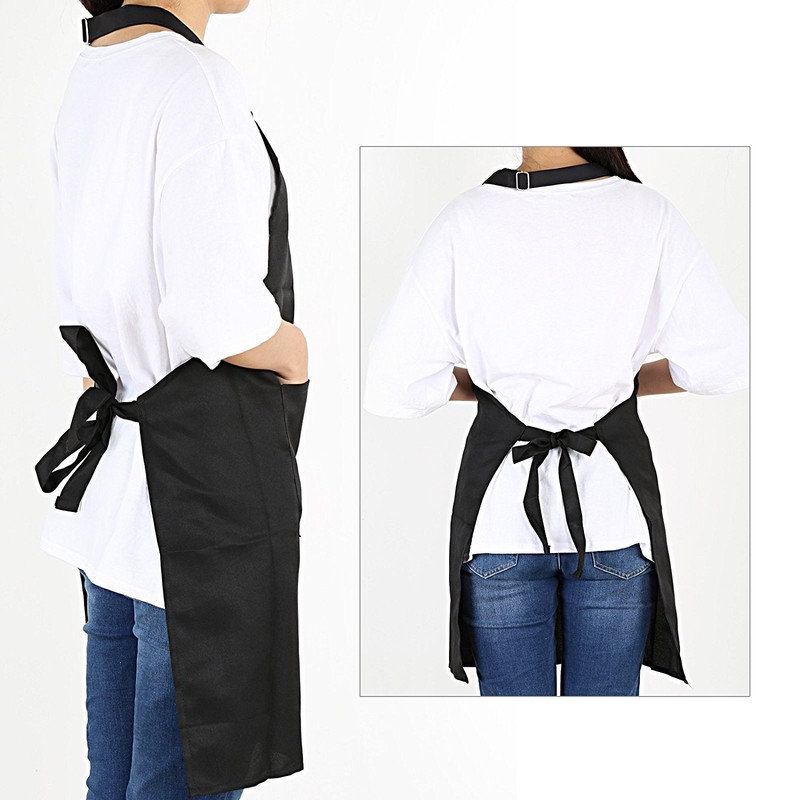 GWHOLE Adjustable Kitchen Apron Plain Unisex Apron with 2 Front