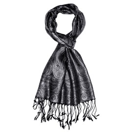 Lorenzo Cana Silk Scarf for Men Scarf 100% Silk Woven Men's Scarf Elegant Paisley Pattern Tone on Tone, charcoal