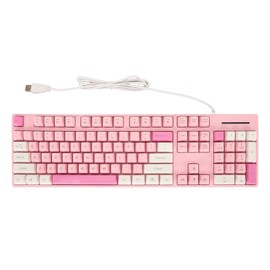 104 Keys Wired Keyboard 3 Colors Cute Gaming Keyboard USB Interface Business Keyboard for Windows XP 7 8 10 11 for OS X Pink
