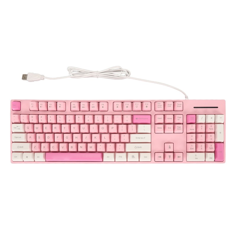 104 Keys Wired Keyboard 3 Colors Cute Gaming Keyboard USB