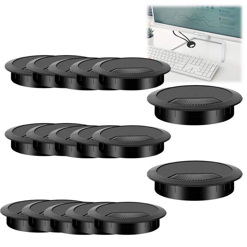 Jimkply 15 Pieces Cable Grommet Black Round Cable Grommet 60mm