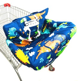 Premium Shopping Cart Cover & High Chair Cover, Easy Install, Harness System, Soft Comfort Cushioning, Universal Size (Dinosaur)