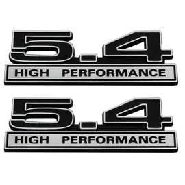 2pcs 5.4L Liter High Performance Badge V6 Engine Emblems Badge 3D Decals Stickers Cars Trucks (Chrome Black)