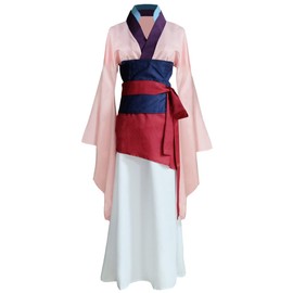 Angelaicos Womens Princess Mulan Costume Dress Chinese Heroine Party Ball Gown, Pink, Medium
