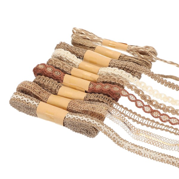 PATIKIL 6.6 Feet Burlap Ribbon for Crafts, 9 Rolls Jute