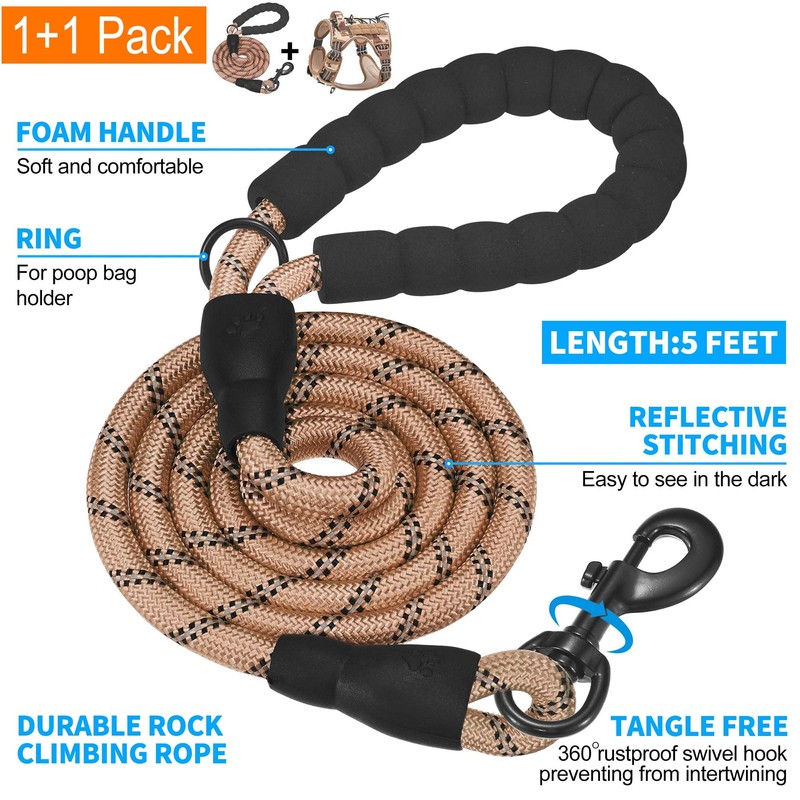 Beebiepet Heavy Duty Tactical Dog Harness for Large Dogs, No