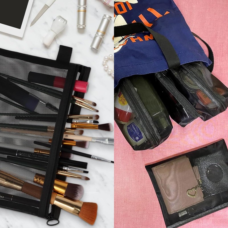 6PCS Small Make up Bag, Portable Mesh Makeup Bag, Travel