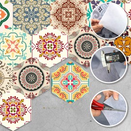 Alwayspon 10 Pcs Hexagon Non-Slip Floor Sticker for Home Decor, Peel and Stick Self-Adhesive Wall Sticker for Living Room Kitchen Bathroom, 7.9x9.1inch