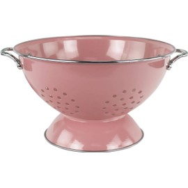 Reston Lloyd Enamel Steel Colander & Vegetable Strainer, 5 Quart/ 160oz/ 4.7 L, Pink