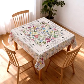 Moukeren Mahjong Tablecloth Chinoiserie Mahjong Mats Floral Card Table Cloth 55" x 55" Inch Square Tablecloth Game Table Cover with Game Rules for Beginners, Card, Board Tile Games(Floral)