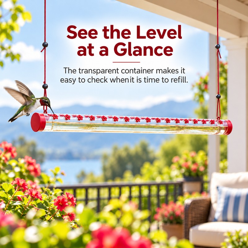 Hummingbird Feeder for Garden Use – Leak-Proof Red Plastic Feeder