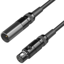 tunghey Mini XLR Male to Female Audio Adapter Cable, 3-pin Mini XLR to Mini XLR Converter Cord,Gold Plated Mini XLR Mic Cord for Headphone, Camera (1m)