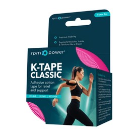 RPM Power Kinesiology Tape (Classic) - Sports Tape, Latex Free, Water Resistant Tape for Muscles & Joints - Perfect for Sports, Muscle Aches & Rehabilitation (Single Box, Pink)