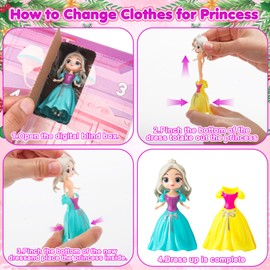 LUBUYILD Princess Advent Calendar 2025 GirlsC24 Days of Princess Deformation Toys Gift for Kids Teens,Christmas Countdown Calendar with 12 Dolls & 12 Dresse