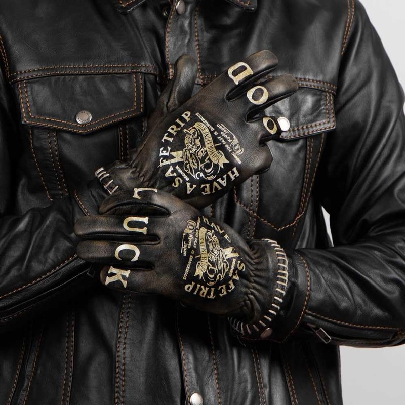 DEGNER Leather Motorcycle Gloves BK (Black) Large TG-107