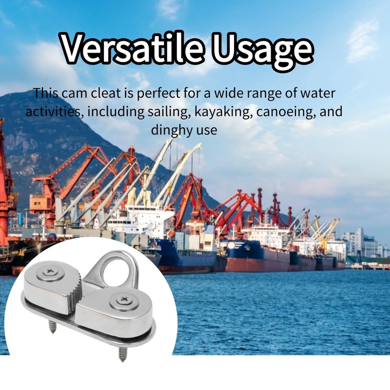 Stainless Steel Cam Cleat with Leading Ring, 3-15mm Rope Capacity,