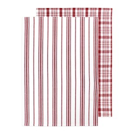 MÜkitchen Farmhouse Cotton Kitchen Towels | Durable & Absorbent for Drying and Cleaning | Set of 2 | Cabernet