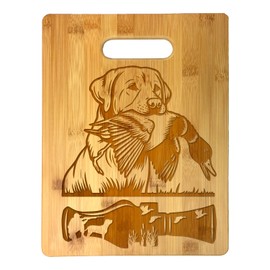 Duck Call Hunting Scene Bamboo Cutting Board, Labrador Retriever Holding Duck Design, Kitchen Chopping Block Gift
