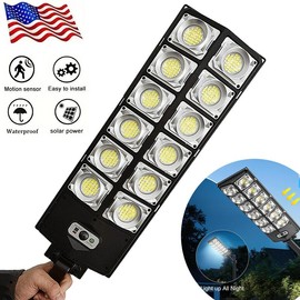 3200W Solar Street Lights Outdoor - 6500K Solar Lights Outdoor Waterproof Dusk to Dawn, Commercial Solar Parking Lot Lights with Motion Sensor, Solar Powered LED Street Light for Yard, Basketball Court, Road, Playground - SIZE: 1PACK   Bulb styleB