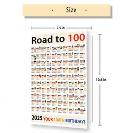 OJsensai Jumbo 100th Birthday Card for Him Her Friends, Best 100 Years Old Bday Decoration Gifts for Women Men, Road to 1925 Card