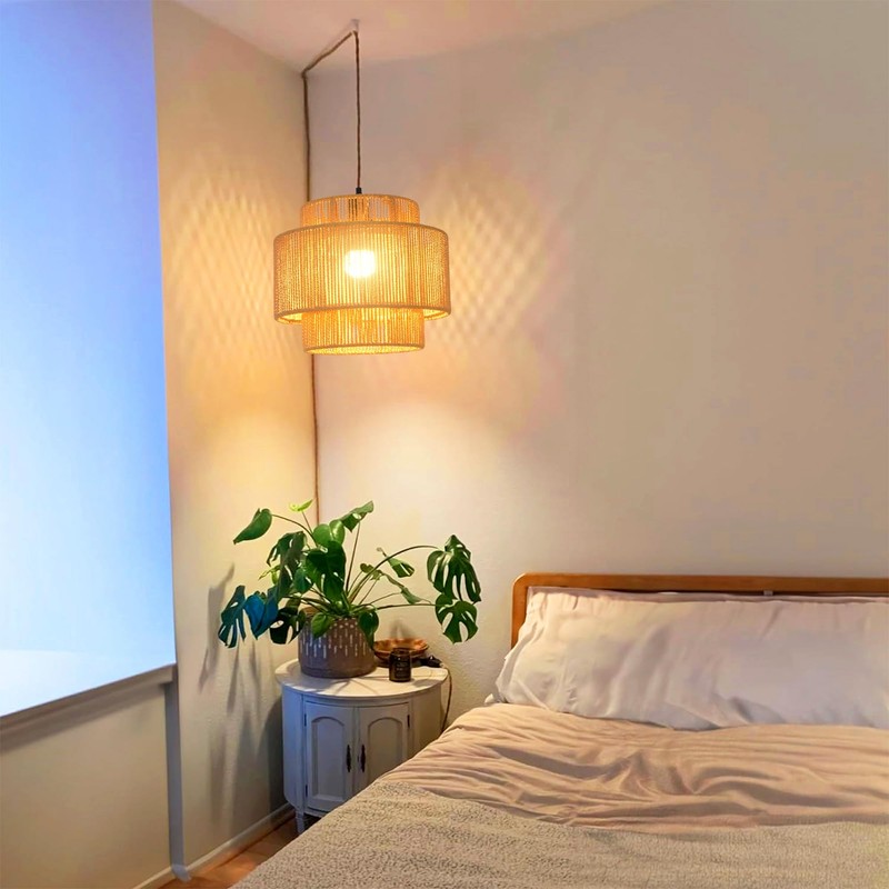 QIYIZM Plug in Pendant Light Hanging Lights with Plug in