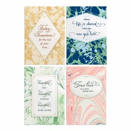 DaySpring - Wedding - 4 Marble Design Assortment With Scripture - 12 Boxed Cards and Envelopes, King James Version