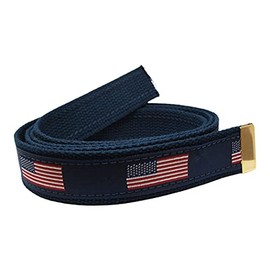 skippers American Flag Military Style Belt, Navy Webbing, (NO Buckle)