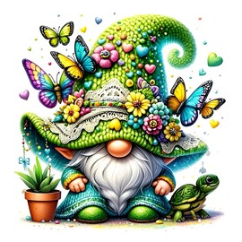 FHBUBPUP Gnome Diamond Art Painting Kits for Adults, Butterfly Gnome Diamond Painting Art, 5D DIY Full Drill Round Gem Art Craft Home Wall Decor Gift 30x30cm