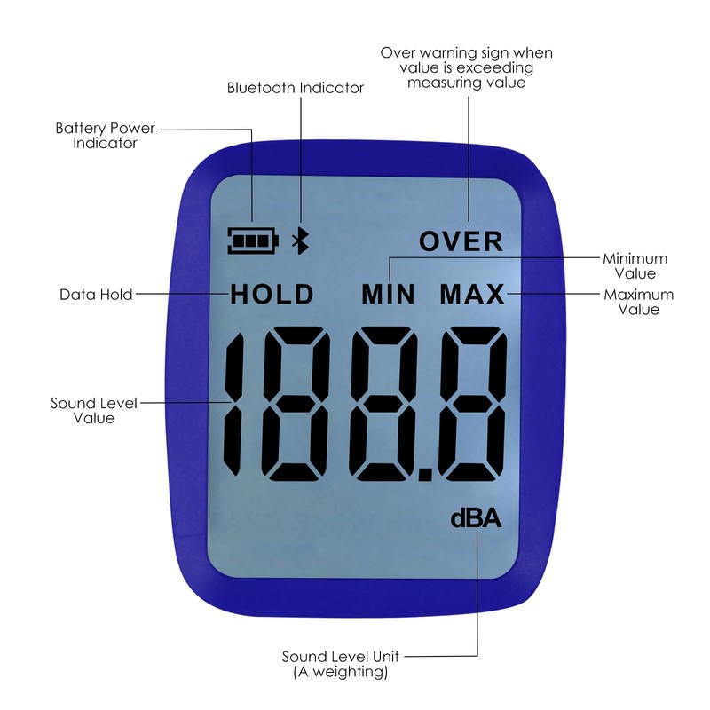 Wireless Decibel Meter, Bluetooth Sound Level Meter with App Data