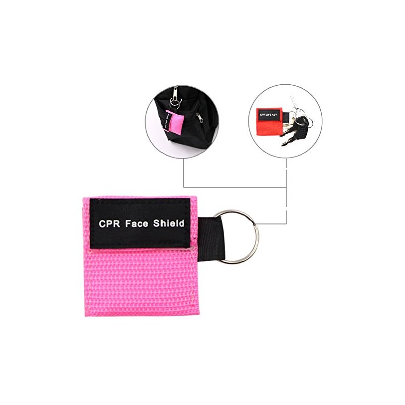 LSIKA-Z 100pcs CPR Face Shield Mask Keyring Emergency Kit Rescue